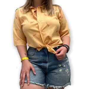Embroidered Kangaroo Button Down Blouse